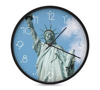 ERSTSNCK Horloge murale décorative en forme de statue de la Liberté - Silencieuse - Sans tic-tac - Pour salon, chambre, salle de bain, cuisine, bureau, appartement - 25,4 cm - Blanc