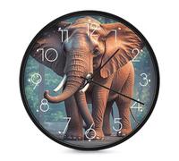ERSTSNCK Horloge murale décorative en forme d'éléphants rouges - Silencieuse - Sans tic-tac - Pour salon, chambre à coucher, salle de bain, cuisine, bureau, appartement - 25,4 cm - Blanc