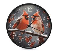 ERSTSNCK Horloge murale décorative en forme d'oiseaux cardinaux - Silencieuse - Sans tic-tac - Pour salon, chambre, salle de bain, cuisine, bureau, appartement - 25,4 cm - Blanc