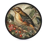 ERSTSNCK Horloge murale décorative oiseau sur branche - Silencieuse - Sans tic-tac - Pour salon, chambre, salle de bain, cuisine, bureau, appartement - 25,4 cm - Blanc