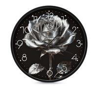 ERSTSNCK Horloge murale gothique argentée décorative silencieuse sans tic-tac pour salon, chambre, salle de bain, cuisine, bureau, appartement - 25,4 cm - Blanc