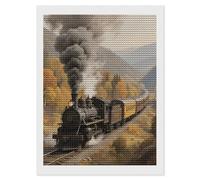 ERSTSNCK Kit de peinture diamant 5D en forme de train à vapeur dans la vallée pour adultes - 30,5 x 40,6 cm - Kit d'art diamant 5D pour débutants - Décoration murale (sans cadre)