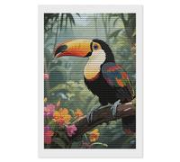ERSTSNCK Kit de peinture diamant 5D Toucan dans la forêt tropicale pour adultes - 20,3 x 30,5 cm - Kit d'art diamant 5D pour débutants - Décoration murale (sans cadre)