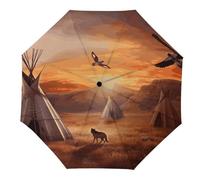 ERSTSNCK Parapluie de voyage, tribus indienne, coupe-vent, pliable, compact, pour la pluie, le soleil, protection UV, portable, imperméable, 3 plis, parapluie pour homme et femme, blanc/jardin opulent