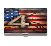 ERSTSNCK Porte-cartes de visite en métal avec drapeau patriotique du 4 juillet - Super léger - Étui fin pour cartes de visite avec fermeture à boucle - Pour homme et femme