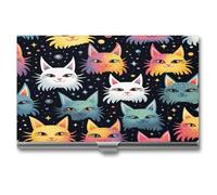 ERSTSNCK Porte-cartes de visite en métal avec oreilles de chat en forme d'étoile - Super léger - Étui fin pour cartes de visite avec fermeture à boucle - Pour homme et femme