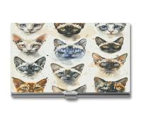 ERSTSNCK Porte-cartes de visite en métal personnalisé super léger pour diverses races de chats avec fermeture à boucle pour homme et femme