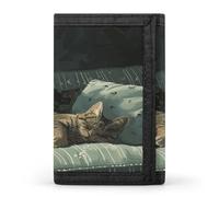 ERSTSNCK Portefeuille de voyage élégant avec motif de chat allongé sur le canapé, porte-carte d'identité, sac à main à trois volets pour homme et femme