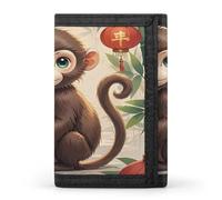 ERSTSNCK Portefeuille de voyage en forme de singe de style chinois élégant avec porte-cartes pour homme et femme