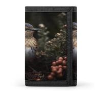 ERSTSNCK Portefeuille de voyage fin à trois volets avec motif oiseau debout sur une branche pour homme et femme
