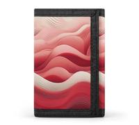 ERSTSNCK Portefeuille de voyage fin à trois volets pour homme et femme Motif vagues Pêche et blanc