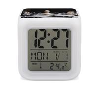 ERSTSNCK Réveil avec veilleuse d'échecs noir et blanc - Affichage LED - Alarme pour chambre à coucher - Réveil numérique intelligent avec 7 lumières d'ambiance colorées - Minuteur de sommeil pour les