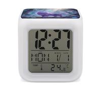 ERSTSNCK Réveil avec veilleuse en forme de chat - Affichage LED - Alarme pour chambre à coucher - 7 lumières d'ambiance colorées - Minuteur de sommeil pour les dormeurs lourds - Fonctionnement simple