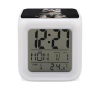 ERSTSNCK Réveil avec veilleuse en forme de petit chien souriant - Affichage LED - Alarme pour chambre à coucher - Réveil numérique intelligent avec 7 lumières d'ambiance colorées - Minuteur de sommeil