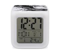 ERSTSNCK Réveil avec veilleuse en marbre noir et blanc - Affichage LED - Alarme pour chambre à coucher - Réveil numérique intelligent avec 7 lumières d'ambiance colorées - Minuteur de sommeil pour les