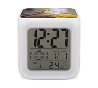 ERSTSNCK Réveil avec veilleuse et alarme à affichage LED pour chambre à coucher, réveil numérique intelligent avec 7 lumières d'ambiance colorées, minuterie de sommeil pour les dormeurs lourds