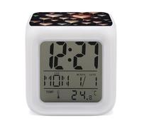 ERSTSNCK Réveil lumineux en forme de cœur avec affichage LED pour chambre à coucher, réveil numérique intelligent avec 7 lumières d'ambiance colorées, minuterie de sommeil pour les dormeurs lourds