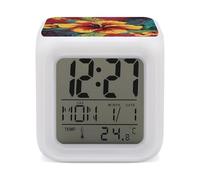 ERSTSNCK Réveil lumineux hibiscus coloré avec affichage LED pour chambre à coucher, réveil numérique intelligent avec 7 lumières d'ambiance colorées, minuterie de sommeil pour les dormeurs lourds