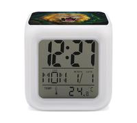 ERSTSNCK Réveil lumineux lumineux lion fluorescent avec affichage LED pour chambre à coucher, réveil numérique intelligent avec 7 lumières d'ambiance colorées, minuterie de sommeil pour les dormeurs