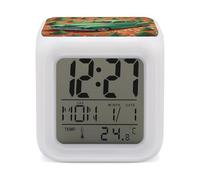 ERSTSNCK Réveil numérique intelligent avec éclairage LED pour chambre à coucher avec 7 lumières d'ambiance colorées, minuterie de sommeil pour les personnes qui dorment lourd, fonctionnement simple