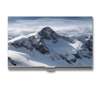 ERSTSNCK Snow Mountain Porte-cartes de visite en métal personnalisé super léger pour cartes de visite avec fermeture à boucle pour homme et femme