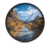 ERSTSNCK Zion Horloge murale décorative silencieuse et sans tic-tac pour salon, chambre, salle de bain, cuisine, bureau, appartement ou cadeau Noir 25,4 cm