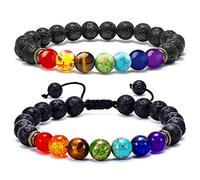 ERSTUK Bracelet tressé pour homme et femme avec pierres de lave et arbre de vie, chakras, aromathérapie, diffuseur d'huiles essentielles