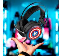Casque Audio ERT GROUP Captain America 001 MHPGCAPAM001 Filaire USB 30mW 42dB Casque LED Avec Microphone Noir