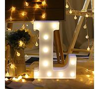 Erthome - Lumière LED en forme de « L » - En plastique blanc - Décoration intérieure - Disponible dans les 26 lettres de l'alphabet