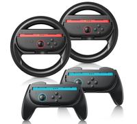 Ertisa 4 en 1 Set avec 2 Pièces Volant et 2 Pièces Poignée de Manette pour Switch 2, Design Ergonomique Racing Wheel et Confort Poignée Compatible avec Joycon Controller Volants Mario Kart Racing