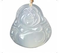 ERTNVBK for Laughing Buddha Pendant Necklace - White Agate Amulet for Luck, Protection, and Wealth