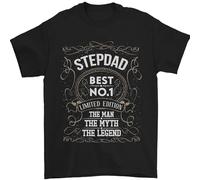 ERTr44yu Fathers Day No 1 Stepdad Step Dad Funny Mens T-Shirt 100% Cotton
