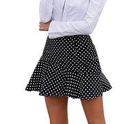 ERTYUIO Jupe Courte Devant Longue Derriere Jupe À Volants Taille Haute À Pois pour Femme-A_S