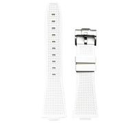 ERTYUYFG Bracelet en caoutchouc fluoré à dégagement rapide de 12 mm compatible avec Tissot PRX Powermatic 40 mm T137.407 T137.410 FKM Men Convex Remplacer la ceinture de bracelet de montre(White)