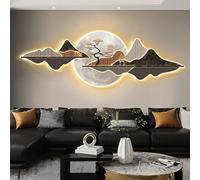 ERUGWHNK Décoration Murale Lumineuse 3D représentant Un Paysage, Sculpture créative avec éclairage LED, Alimentation Secteur, pour Salon, Chambre, Couloir (L, 100 cm / 39,4 po)