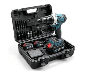 ERUGWHNK Kit de riveteuse sans Fil, Outil électrique 26 V avec 7 Embouts (M3-M12), 2 Batteries Lithium 5200 mAh, Chargeur et Mallette de Transport avec Fonction d'éjection Automatique.