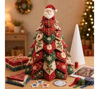 ERUGWHNK Kit de Sapin de Noël matelassé à Faire soi-même, Ensemble de Couture Patchwork 3D avec Tissu et Patron, décoration de Table pour Les fêtes pour Les Amateurs de Patchwork Adultes (P