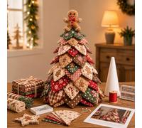 ERUGWHNK Kit de Sapin de Noël matelassé à Faire soi-même, Ensemble de Couture Patchwork 3D avec Tissu et Patron, décoration de Table pour Les fêtes pour Adultes Amateurs de Patchwork (bonho