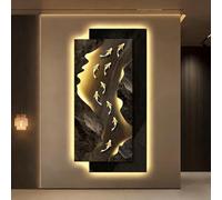 ERUGWHNK Tableau décoratif Mural avec Alimentation Secteur, Peinture créative et lumière LED, Imitation Sculpture 3D, pour Salon, Chambre, Couloir (L, 60 x 120 cm / 23,6 x 47,2 Pouces)