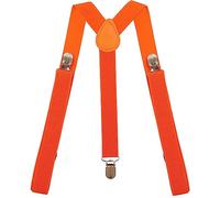 Eruinfang Bretelles en Y pour homme avec clips métalliques - Bretelles élastiques réglables pour homme - Taille unique - Pour homme, femme et adolescent (orange)