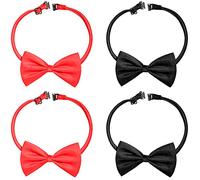Eruinfang Lot de 4 nœuds papillon réglables pour hommes, pré-noués, avec fermeture à crochet, pour enfants (garçons et filles, adolescents, même chats et chiens, noir, rouge), Noir/rouge, 7*10.5cm