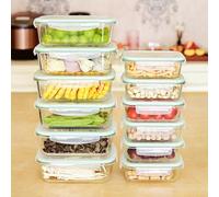 ERUIV Set de 12 récipients de conservation en verre, boîtes de fraîcheur en verre, récipients de conservation pour la cuisine et le restaurant - étanche à l'air anti-fuite réutilisable sans BPA