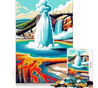 Éruption du Geyser de Yellowstone Puzzle de 1000 pièces pour Adultes Améliore la mémoire Loisirs créatifs Découpe Laser Cadeau de Noël (50x75cm)