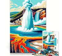 Éruption du Geyser de Yellowstone Puzzle de 1000 pièces pour Adultes Jeu de Concentration Découpe Laser de qualité supérieure Activité familiale Amusante en soirée (38x26cm)