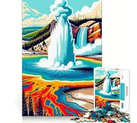 Éruption du Geyser de Yellowstone Puzzle de 1000 pièces pour Adultes Jeu de Concentration mentale Découpe de Haute précision Activité Manuelle à Partager en Famille ou Entre Amis (38x52cm)