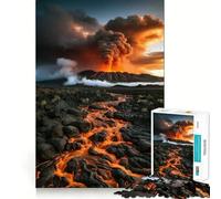 Éruption volcanique avec coulée de Lave Puzzle de 1000 pièces pour Adultes Jeu de mémoire Amusant Assemblage sûr et Solide Activité familiale Amusante en soirée (38x26cm)