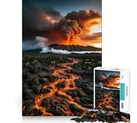 Éruption volcanique avec coulée de Lave Puzzle de 1000 pièces pour Adultes Jeu de réflexion Découpe précise Alignement Parfait Activité Amusante en Famille Activité Nocturne (38x52cm)