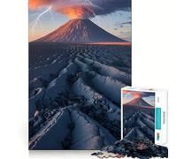 Éruption volcanique avec éclairs Puzzle de 1000 pièces pour Adolescents Jeu Stimulant l'esprit Assemblage sécurisé et Solide Activité de Partage en Famille (38x26cm)