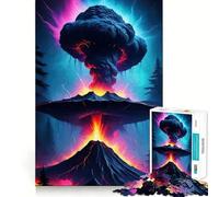 Éruption volcanique et Nuage de Champignon Puzzle de 1000 pièces pour Adultes Jeu de réflexion Amusant Technologie de découpe Laser avancée Défi divertissant pour Passer Le Temps (38x26cm)