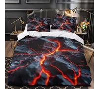 Éruption volcanique Parure de Lit Microfibre Hypoallergique Super Douce Léger Coulée de lave dynamique Housse de Couette 3D Imprimée Fermeture Éclair Respirante for Femmes Single（140x200cm）